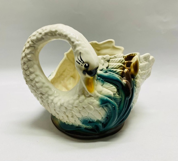 Статуэтка кашпо лебедь, фарфор, бисквит