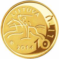 () Монета Литва 2014 год 10 лит ""  Биметалл (Платина - Золото)  PROOF