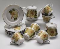 Сервиз чайный Пролетарий СССР 14 предметов чайник сахарница и 6 чашек и 6 тарелок