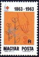 (1963-054) Марка Венгрия "Рука и цветы"    100 лет организации Красный Крест II Θ