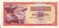 (1986) Банкнота Югославия 1986 год 100 динар "Скульптура Мир"   VF