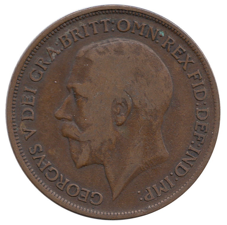 (1919) Монета Великобритания 1919 год 1 пенни &quot;Георг V&quot;  Бронза  VF