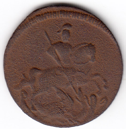 (1759) Монета Россия 1759 год 1/2 копейки   Деньга Медь  VF