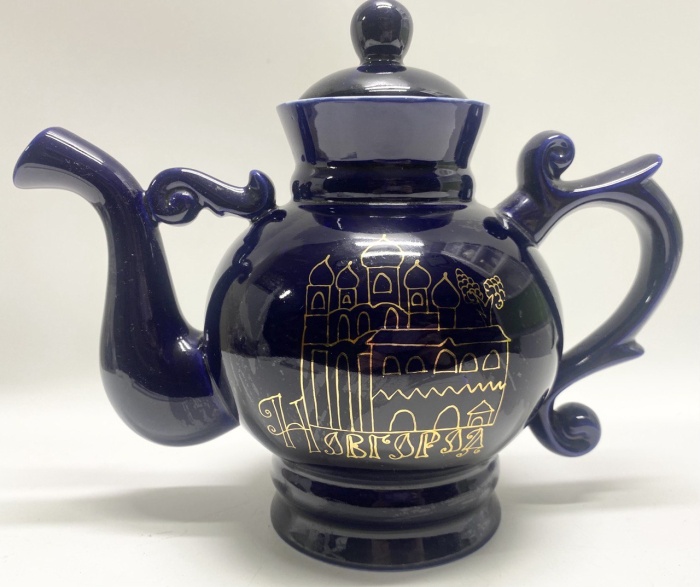 Чайник Кобальт позолота возрождение Новгород