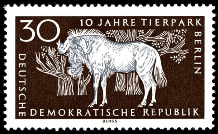 (1965-012) Марка Германия (ГДР) &quot;Белохвостый гну&quot;    Зоопарк, Берлин II Θ