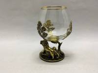 Бокал для коньяка Лев, патинированная латунь, стекло