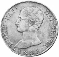 (№1809km454) Монета Испания 1809 год 8 Reales (Мадриде Короновали М - СГ,ДГ)