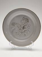 Тарелка десертная ЛФЗ рельеф позолота Золотые колосья