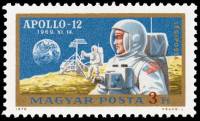 (1970-016) Марка Венгрия "Астронавты США на Луне" ,  III O