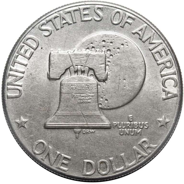 (1976d, вар. 2) Монета США 1976 год 1 доллар   Эйзенхауэр. Колокол Свободы Медь-Никель  XF