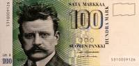 (1986 Litt A) Банкнота Финляндия 1986 год 100 марок "Ян Сибелиус" Hamalainen - Koivikko  UNC