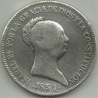 (№1847km593.1) Монета Испания 1847 год 20 Reales (Барселона 8-конечная звезда)