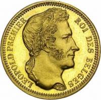 (№1834km23.2A(A23.2)) Монета Бельгия 1834 год 20 Francs