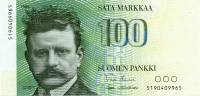 (1986) Банкнота Финляндия 1986 год 100 марок "Ян Сибелиус" Uusivirta - Hamalainen  UNC