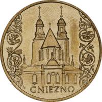 (100) Монета Польша 2005 год 2 злотых "Гнезно"  Латунь  UNC