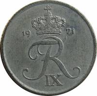 (№1956km839.2) Монета Дания 1956 год 1 Oslash;re (С сердца)