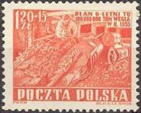 (1952-057) Марка Польша "Добыча угля"   Шестилетний план: горная промышленность II Θ