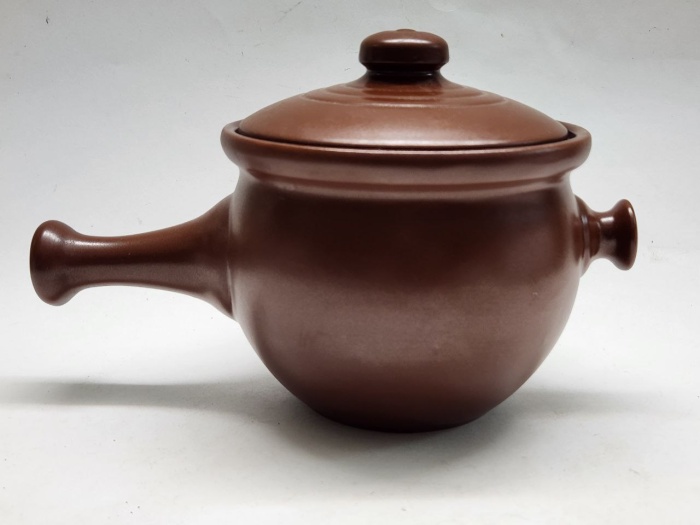 Горшок Ковшик с крышкой керамика новый