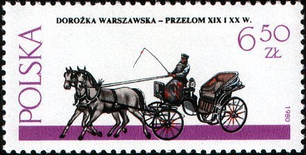 (1980-064) Марка Польша "Конное такси"    Гужевые повозки III &Theta;