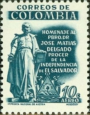 (№1957-817) Марка Колумбия 1957 год &quot;Joseacute Матиас Дельгадо&quot;, Гашеная
