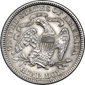 (1877cc) Монета США 1877 год 25 центов  7. Тип 5, вес 6,25 г Серебро Ag 900  UNC