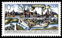(1990-043) Марка Германия (ГДР) "Галле (начало 18 в)"    Выставка марок, Галле III O