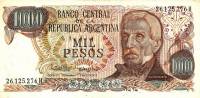 (1981) Банкнота Аргентина 1981 год 1 000 песо "Хосе де Сан-Мартин" Без Ley  UNC