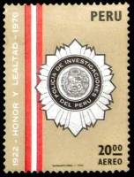 (№1976-1023) Марка Перу 1976 год "Бейдж следственной полиции", Гашеная