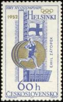 (1965-022) Марка Чехословакия "Бег"    Чехословацкие победители в Летних олимпийских играх I Θ