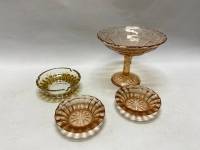 Конфетница, пепельница и 2 креманки цветное стекло СССР