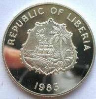 () Монета Либерия 1983 год 2  ""   Биметалл (Серебро - Ниобиум)  UNC
