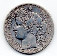 () Монета Франция 1871 год 2 франка ""  Биметалл (Серебро - Ниобиум)  UNC