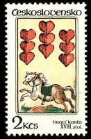 (1984-032) Марка Чехословакия "9 червей"    Игральные карты II Θ