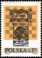 (1974-030) Марка Польша "Шахматы, Яна Кохановского"    10-й Международный шахматный фестиваль, Любли