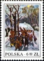 (1977-031) Марка Польша "Рождественское шествие"    Народные обычаи III Θ