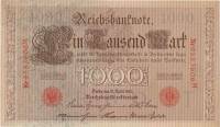 (1910) Банкнота Германия 1910 год 1 000 марок "Красные печати"   UNC