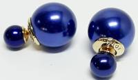 Серьги-пусеты Диор шарики, синие, глянцевые, бижутерия, 2,5 см, новые в упаковке