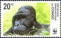 (№2002-1708) Марка Республика Конго 2002 год "Восточная равнинная Горилла Горилла горилла graueri", 