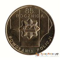 081 Монета Польша 2004 год 2 злотых Полиция 85 лет  Латунь  UNC