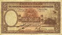 (№1933P-173b.3) Банкнота Гонконг 1933 год "5 Dollars"