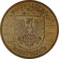 (073) Монета Польша 2004 год 2 злотых "Воеводство Малопольское"  Латунь  UNC