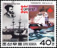 (1987-062) Марка Северная Корея "Жак Картье"   Выставка почтовых марок CAPEX '87, Торонто III Θ