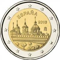 (008) Монета Испания 2013 год 2 евро "Эскориал"  Биметалл  UNC