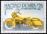 (1985-070) Марка Венгрия "Harley-Davidson Duo-Glide, 1960"    100-летие мотоцикла III Θ