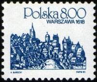 (1981-030) Марка Польша "Варшава"    Стандартный выпуск. Городские достопримечательности III Θ