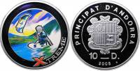 (2008) Монета Андорра 2008 год 10 динеров "Кайтсёрфинг"  Серебро Ag 925  PROOF