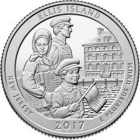 (039s) Монета США 2017 год 25 центов "Остров Эллис"  Медь-Никель  UNC