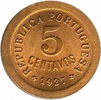 (№1924km572) Монета Португалия 1924 год 5 Centavos