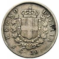 (№1862km4.3) Монета Италия 1862 год 50 Centesimi (Н)