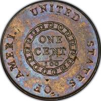 (1793, AMERI.) Монета США 1793 год 1 цент  1. Аверс цепь Медь  VF